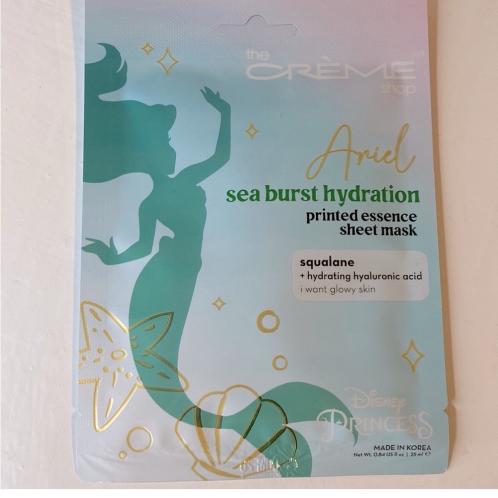 3/$15 🧜‍♀️✨ The Crème Shop Ariel Sea Burst Hydration Printed Essence Sheet Mask